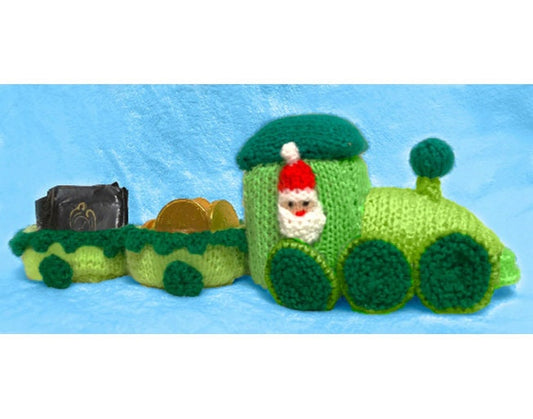 KNITTING PATTERN - Christmas Santa Sweet Train Toy Holder 32 cms long