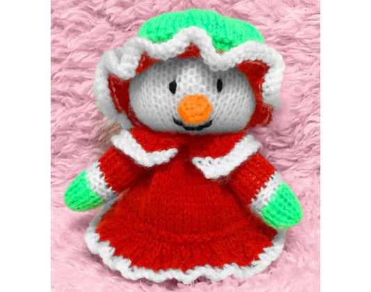 KNITTING PATTERN - Mrs McSlushy Snowman Choc orange cover /14cms Christmas toy