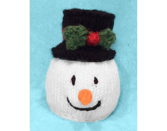 KNITTING PATTERN - Snowman Head choc orange cover / 13 cms Christmas toy