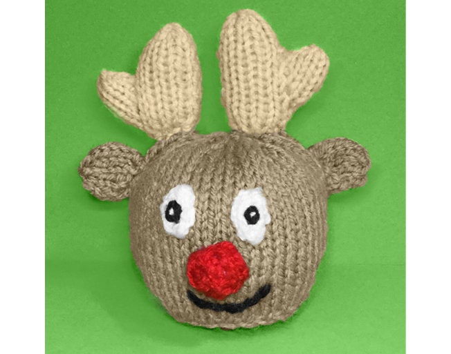 KNITTING PATTERN - Rudolph the Reindeer choc orange cover / 13 cms Christmas toy