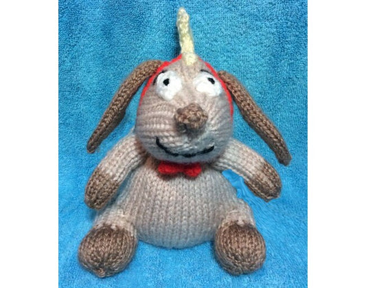 KNITTING PATTERN - Christmas Thief Reindeer Dog inspired choc orange cover / 13 cms toy