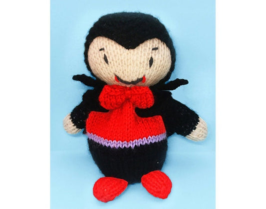 KNITTING PATTERN - Halloween Vampire Count Dracula orange cover / 15 cms toy