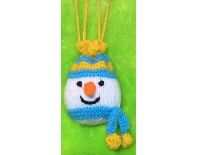 KNITTING PATTERN - Snowman Drawstring Christmas Gift Bag 10cms fits Choc orange