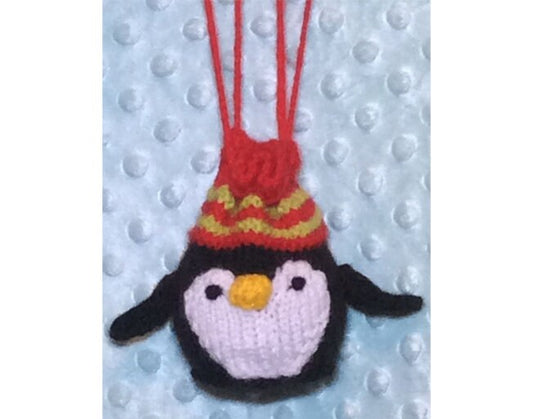 KNITTING PATTERN - Penguin Drawstring Christmas Gift Bag 10cms fits Choc orange