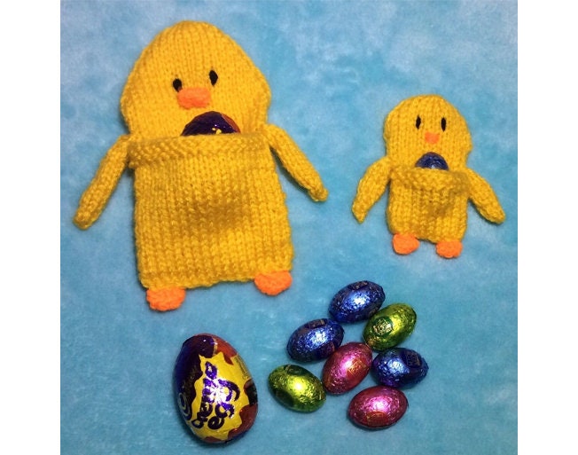 KNITTING PATTERN - Easter Mummy and Baby Chick /Choc Cream Egg / Choc gift bags