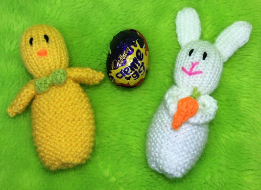 KNITTING PATTERN - Easter Bunny and Chick Choc Gift Holders 10cms fits Ferrero