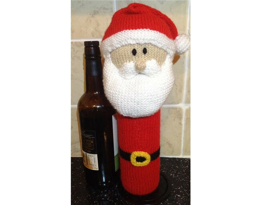 KNITTING PATTERN - Father Christmas Santa Wine Bottle Cover