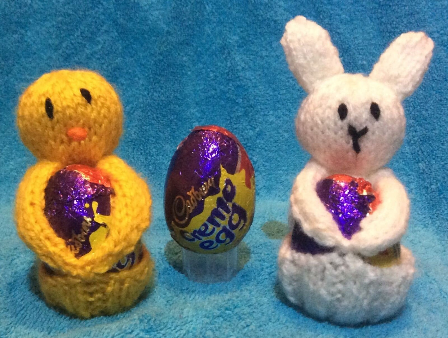 KNITTING PATTERN - Bunny and Chick Easter Egg Covers fits Chocolate Cream egg