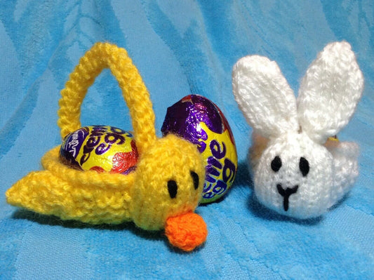 KNITTING PATTERN - Easter Chick and Bunny Basket fits Creme Egg