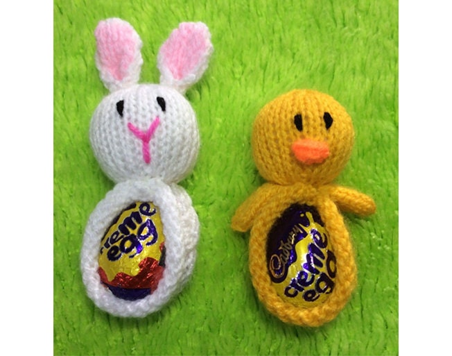 KNITTING PATTERN - Easter Bunny and Chick tree decoration Choc cover / Creme Egg