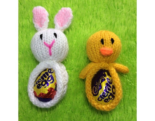 KNITTING PATTERN - Easter Bunny and Chick tree decoration Choc cover / Creme Egg