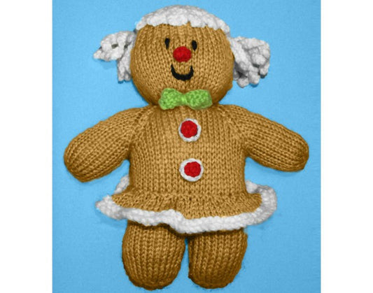 KNITTING PATTERN - Christmas Gingerbread Girl 24 cms Soft Plush Toy