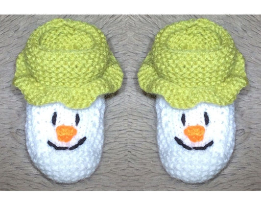 KNITTING PATTERN - Snowman booties fit 0 - 3 month old Baby