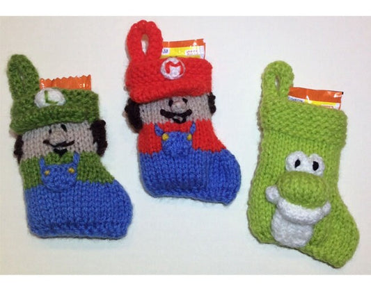 KNITTING PATTERN - Mario Christmas stocking decoration