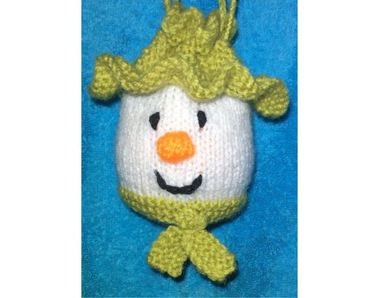 KNITTING PATTERN - Snowman Drawstring Christmas Gift Bag 10cms choc orange