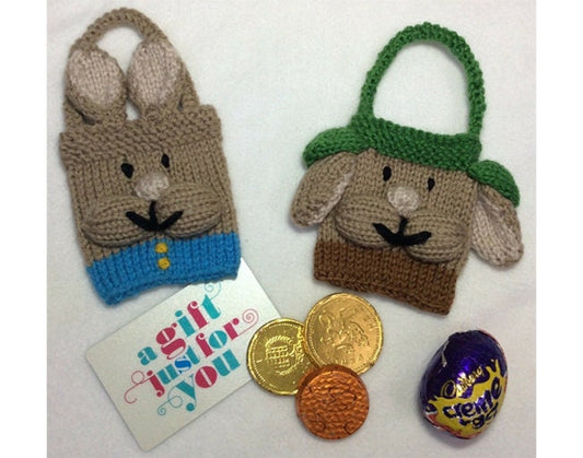 KNITTING PATTERN - Peter Rabbit inspired gift bags 9cm x 7cm