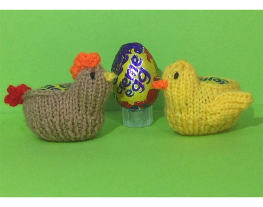 KNITTING PATTERN - Easter Hen and Chick chocolate cover fits Creme Egg