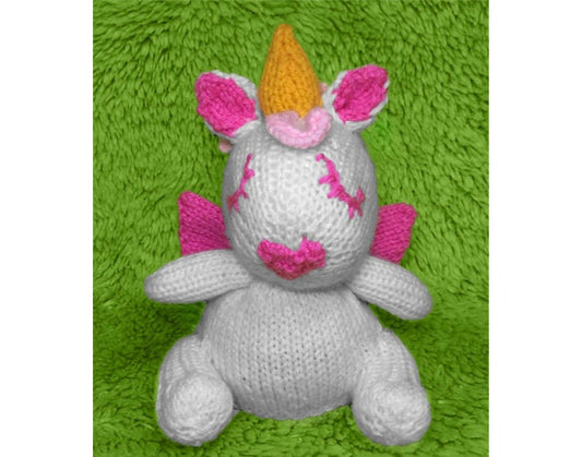 KNITTING PATTERN - Sleepy Fairytale Unicorn choc orange cover / 18 cms pony toy