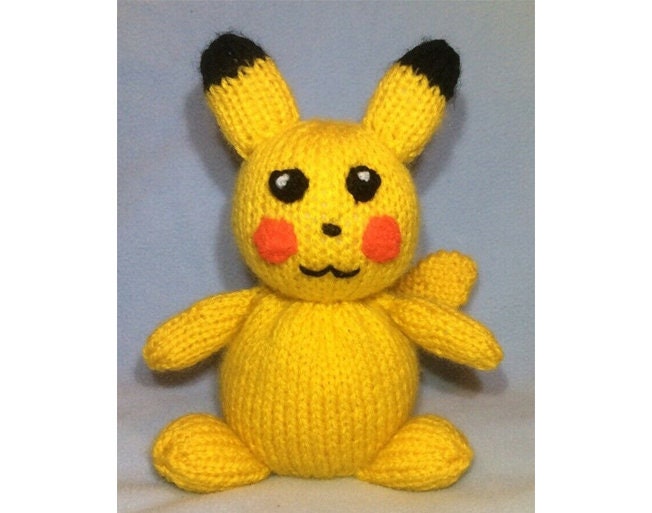 KNITTING PATTERN - Pikachu choc orange cover or 17cms toy