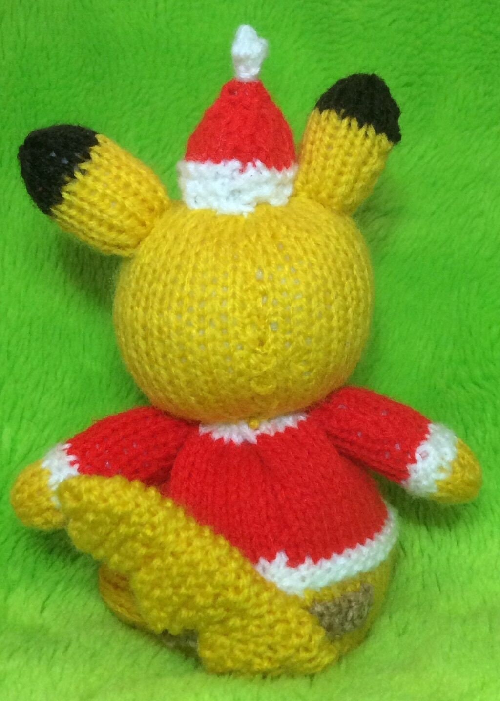 KNITTING PATTERN - Christmas Pikachu choc orange cover or 17cms toy