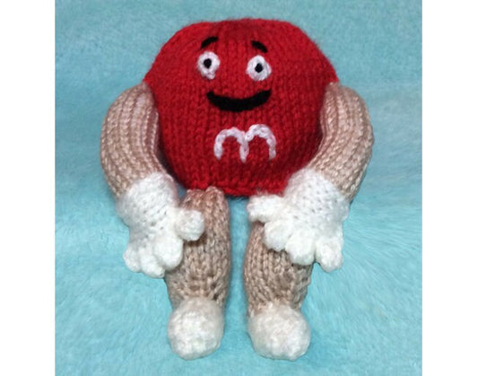 KNITTING PATTERN - M and M Man inspired chocolate orange cover/ 13 cms Red toy