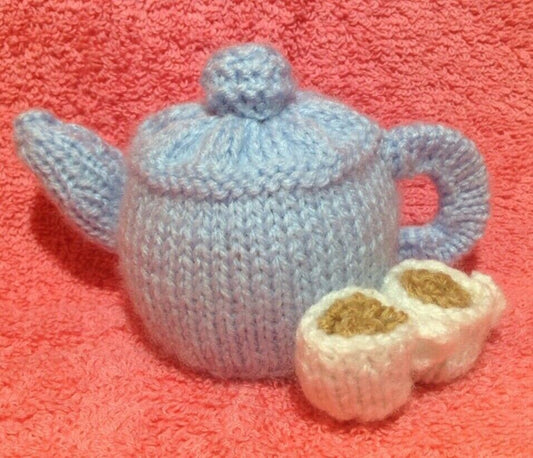 KNITTING PATTERN - Teapot and Cup inspired chocolate orange cover / 9 cms toy