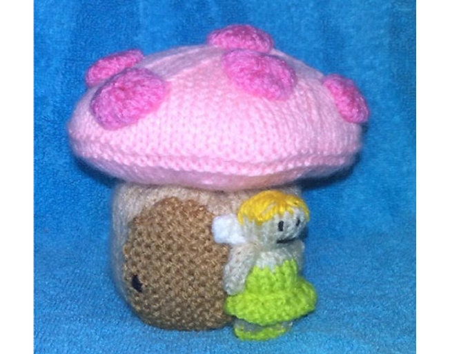 KNITTING PATTERN - Fairy Toadstool House chocolate orange cover or 13 cms toy