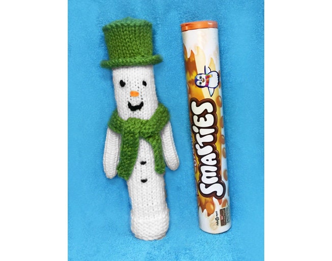 KNITTING PATTERN - Christmas Snowman Smarties Sweet Holder 22 cms