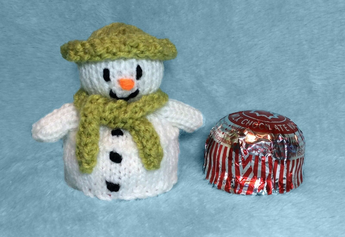 KNITTING PATTERN - Christmas Snowman chocolate cover fits Tea Cake Marshmallow