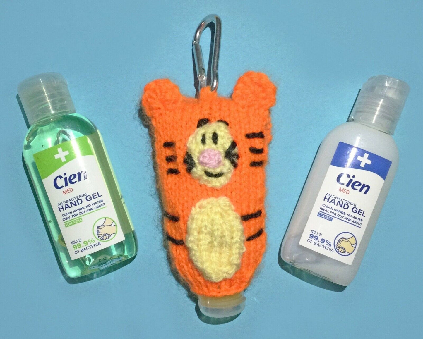 KNITTING PATTERN - Tigger Sanitizer 50ml Holder 9cms