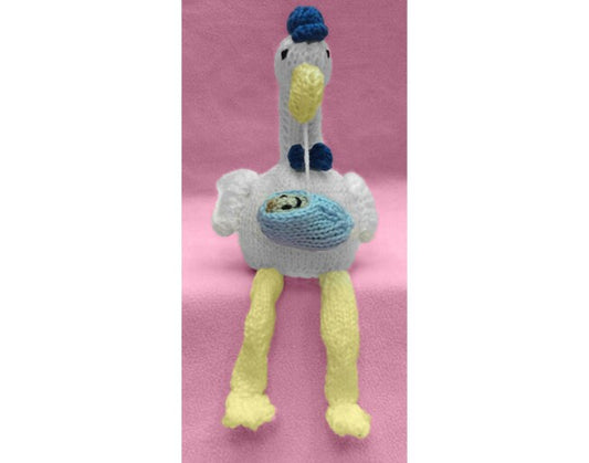 KNITTING PATTERN - Stork chocolate orange cover / 20 cms Baby Shower Toy Gift