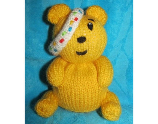 KNITTING PATTERN - Pudsey Bear choc orange cover /14cms toy