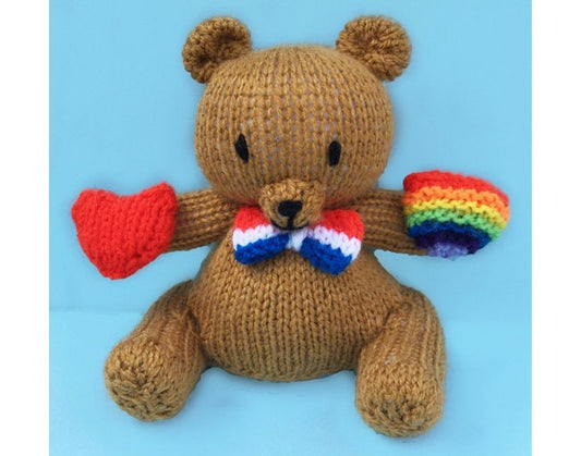 KNITTING PATTERN - Best of British Teddy Bear Chocolate orange cover / 15cms toy