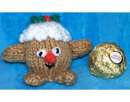 KNITTING PATTERN - Mr Pudding chocolate cover fits Christmas Ferrero Rocher