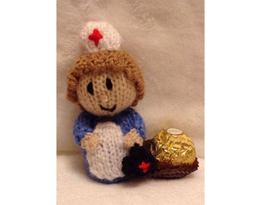 KNITTING PATTERN - Get Well Soon Nurse chocolate cover fits Ferrero Rocher choc