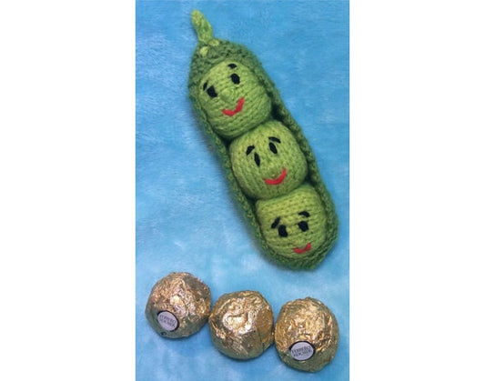 KNITTING PATTERN - Three Peas in a Pod chocolate cover / toy fits Ferrero Rocher