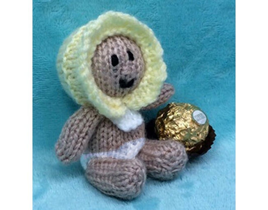 KNITTING PATTERN - Baby chocolate cover favour fits Ferrero Rocher -Baby shower