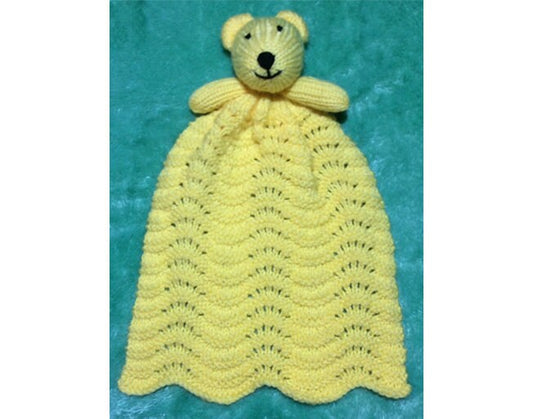 KNITTING PATTERN - Teddy Bear Comforter 33 cms Baby Toy - Great for charity