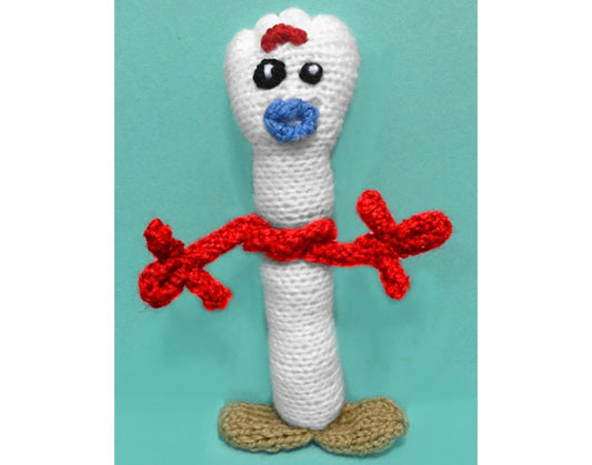 KNITTING PATTERN - Friendly Fork inspired 20 cms soft toy doll