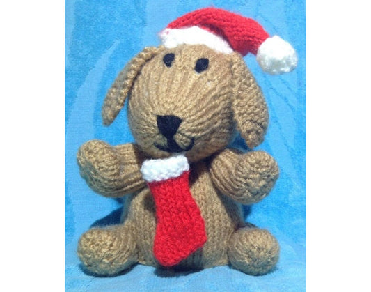 KNITTING PATTERN - Toffee the Christmas Puppy Dog orange cover or 17 cms toy