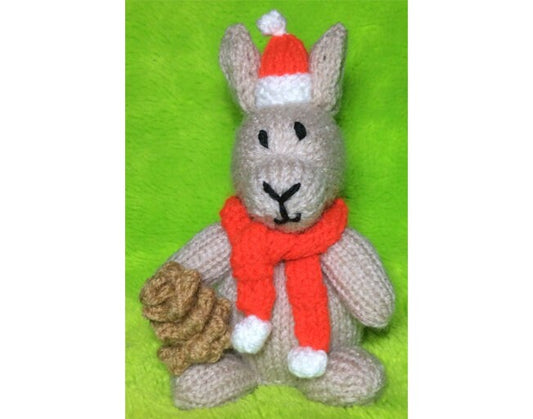 KNITTING PATTERN - Pinecone Bunny Rabbit orange cover / 16 cms Christmas toy