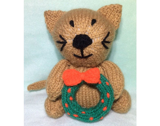 KNITTING PATTERN - Festive Kitty choc orange cover / 15 cms Christmas Cat toy