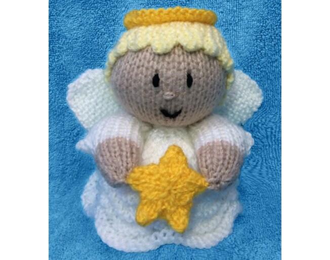 KNITTING PATTERN - Christmas Starlight Angel choc orange cover /14cms Star toy