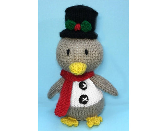 KNITTING PATTERN - Snowman Robin Chocolate orange cover / 15 cms Christmas toy