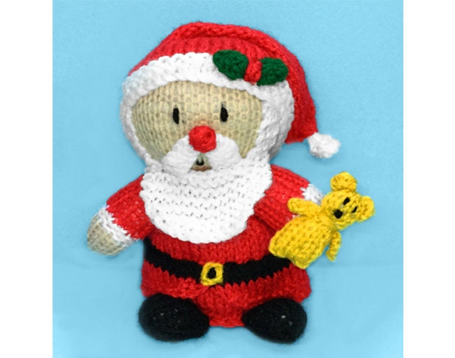 KNITTING PATTERN - Santa with Teddy Bear Chocolate orange cover / 14cms Christmas toy