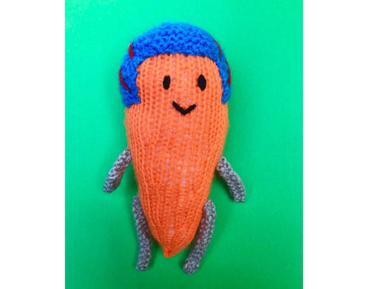 KNITTING PATTERN - Pilot Kevin the Carrot 17cms soft toy Christmas doll