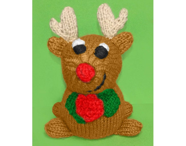 KNITTING PATTERN - Chubby Reindeer Choc Orange cover / 13 cms Christmas toy