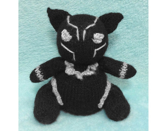 KNITTING PATTERN - Black Panther inspired choc orange cover / 14cms toy