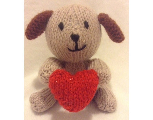 KNITTING PATTERN - Puppy Love with heart chocolate orange cover / dog toy