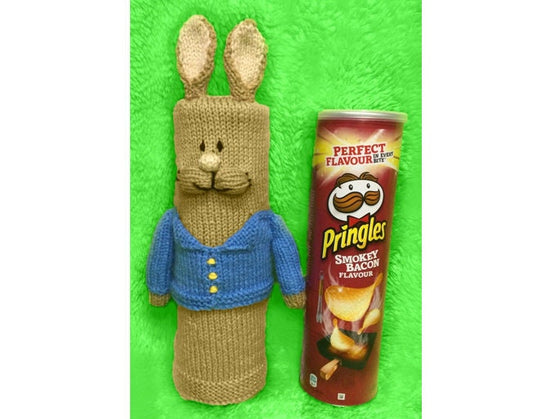 KNITTING PATTERN - Easter Peter the Bunny Rabbit Pringles Crisps Holder 26 cms